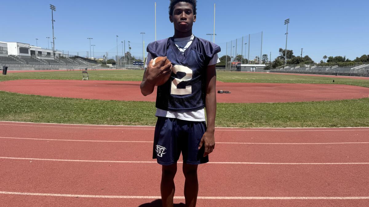 High school football practice begins, and Venice's Nathan Santa Cruz is pumped